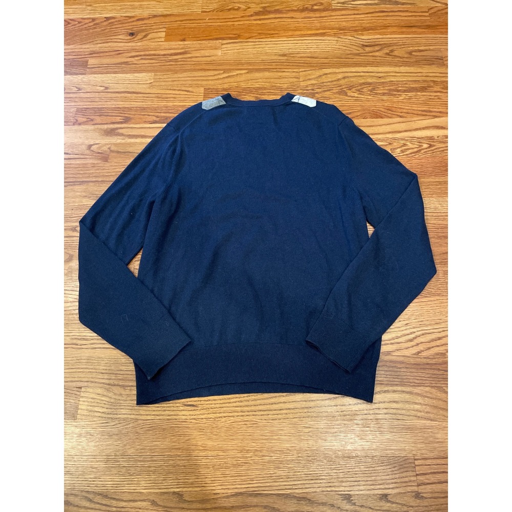 Banana Republic Mens Sweater Large Navy Blue Argyle V-Neck Cashmere Blend Preppy - Picture 3 of 9